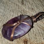 amethyst, amethyst necklace, charm, pendant, amulet, crystal, crystal jewely, stone, stone jewelry, wire, copper wire, wire wrapped, necklace, spiritual, healing, semi precious, art, handcrafted, unique gift, magical pendant