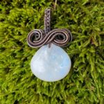 moonstone, moonstone necklace, charm, pendant, amulet, crystal, crystal jewely, stone, stone jewelry, wire, copper wire, wire wrapped, necklace, spiritual, healing, semi precious, art, handcrafted, unique gift, magical pendant