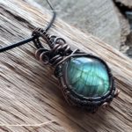 labradorite, labradorite necklace, charm, pendant, amulet, crystal, crystal jewely, stone, stone jewelry, wire, copper wire, wire wrapped, necklace, spiritual, healing, semi precious, art, handcrafted, unique gift, magical pendant