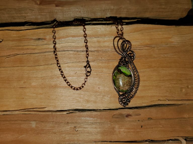 regalite, green, regalite necklace, charm, pendant, amulet, crystal, crystal jewely, stone, stone jewelry, wire, copper wire, wire wrapped, necklace, spiritual, healing, semi precious, art, handcrafted, unique gift, magical pendant