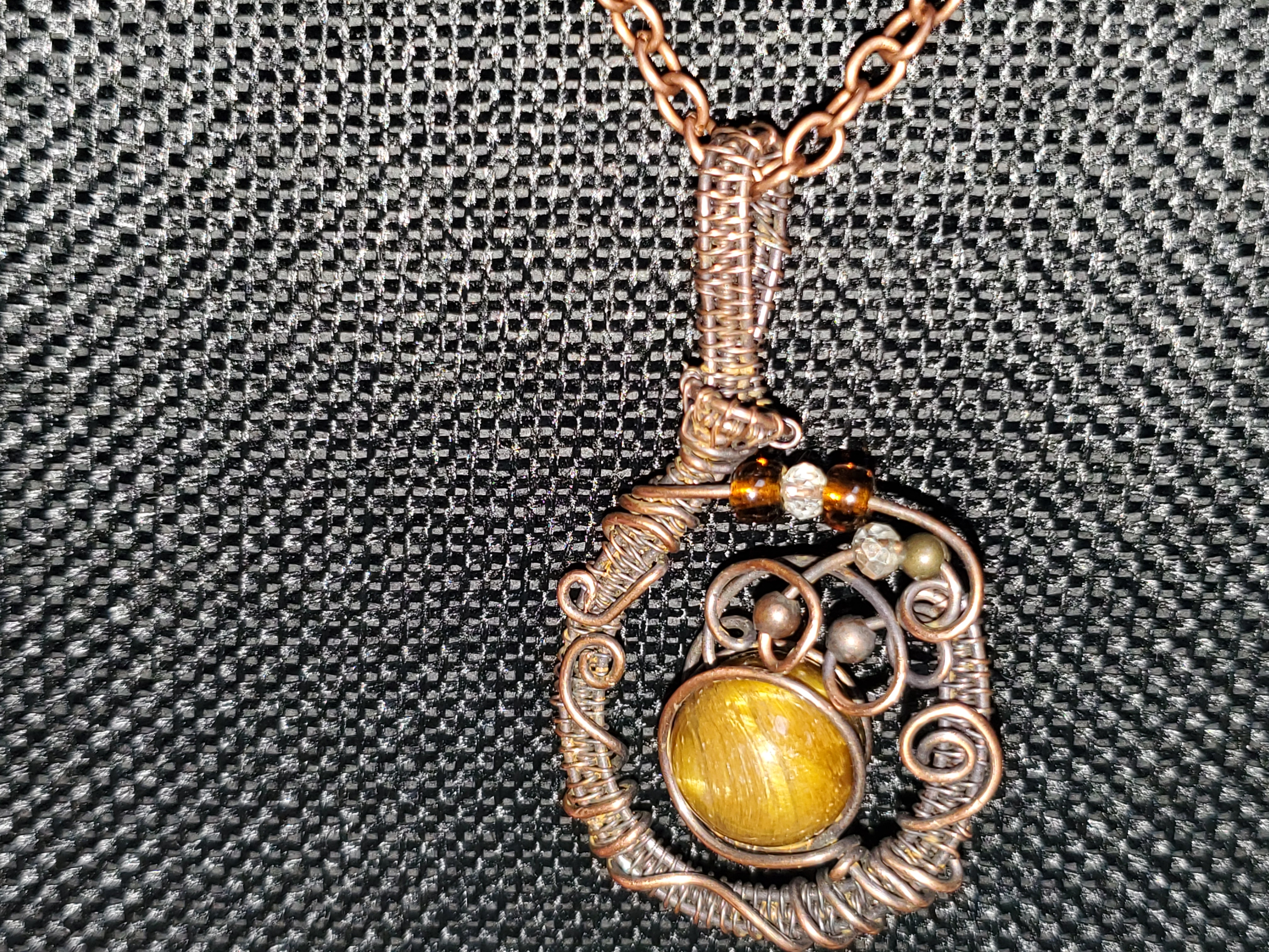 Tiger's Eye, tigers eye, tiger's eye necklace, charm, pendant, amulet, crystal, crystal jewely, stone, stone jewelry, wire, copper wire, wire wrapped, necklace, spiritual, healing, semi precious, art, handcrafted, unique gift, magical pendant