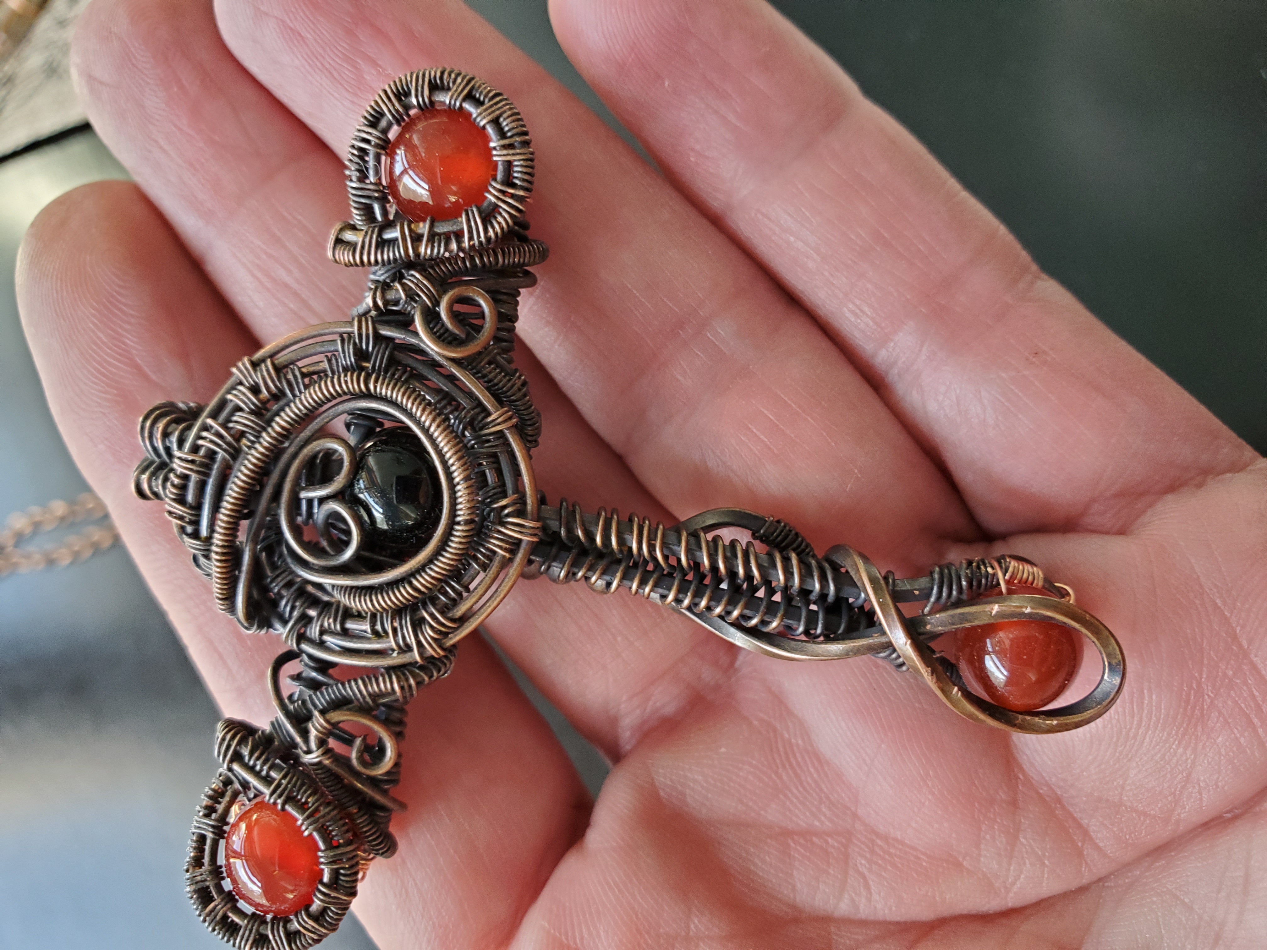 Cross, Carnelian, Wire Wrap, pendant, gift, stone, jewelry