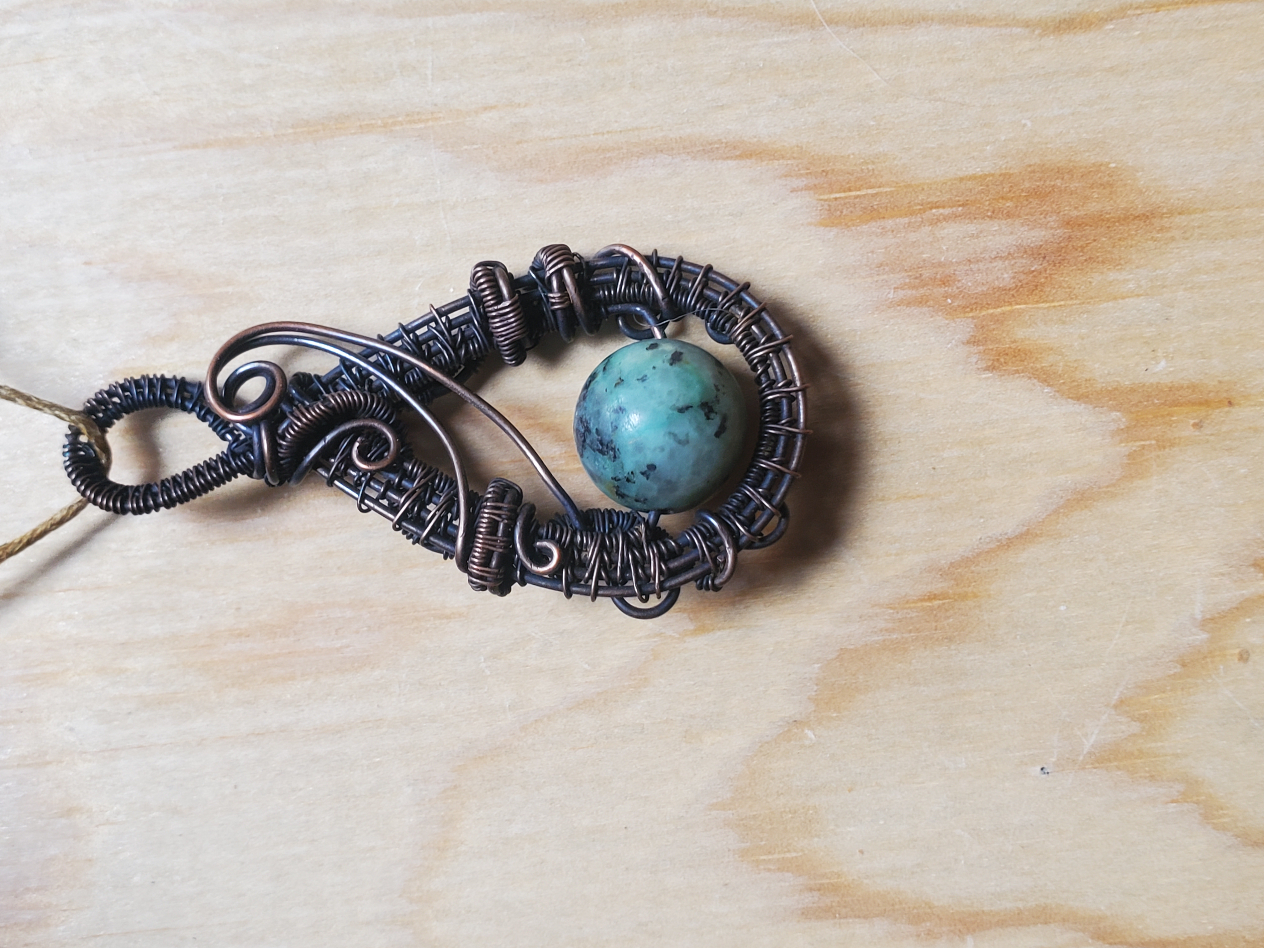 African Turquoise, pendant, necklace, healing, gifts, stone jewelry, wire wrapped