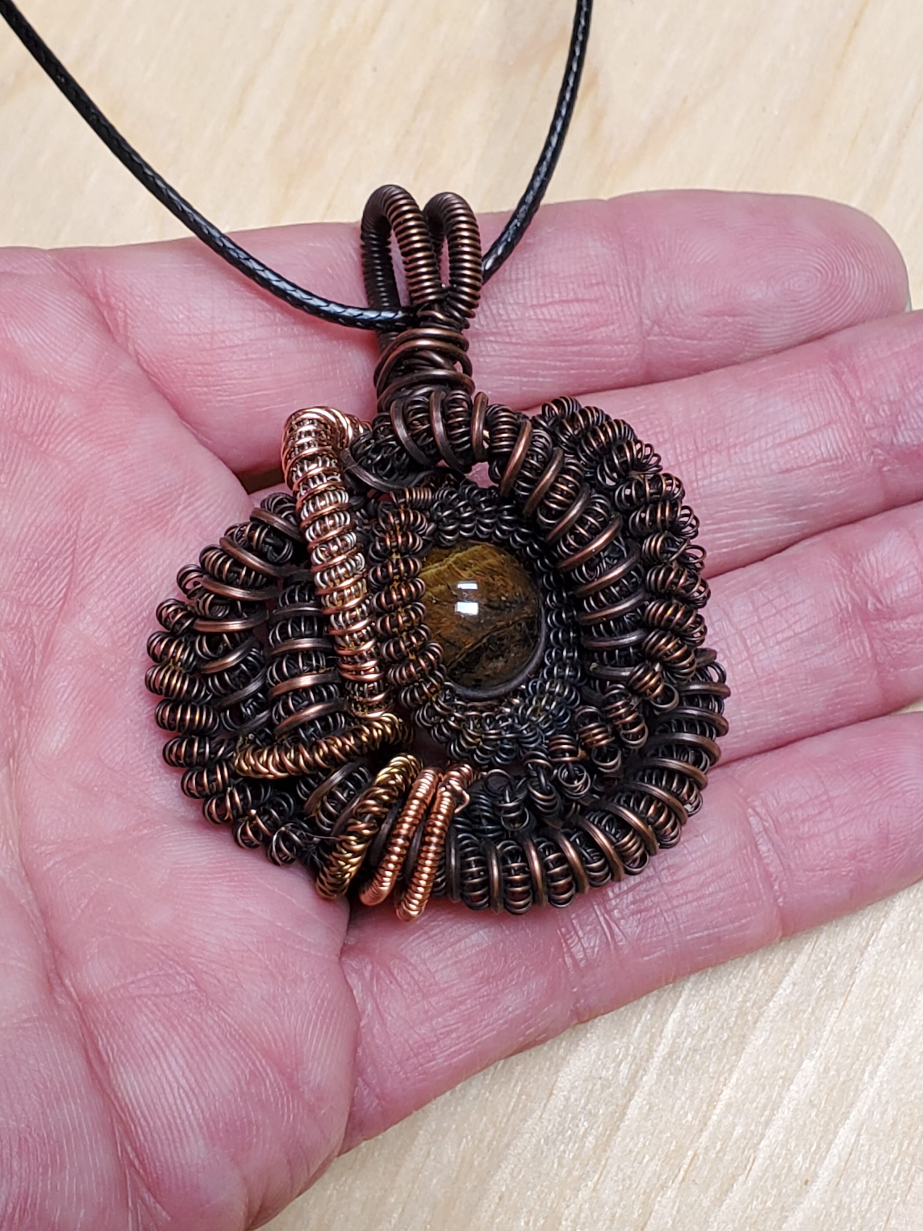 Tiger's eye, spiral, heady, chunky,jewelry, stone jewelry, gifts, wire wrap, stone, stone jewelry, spiritual, healing, unique gift