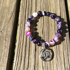 Purple Striped Agate w/Charm